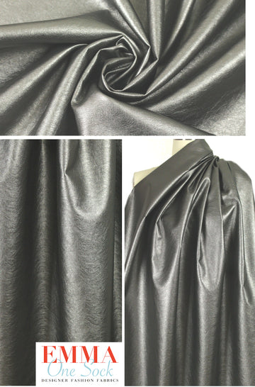 NY designer water-resistant faux leather - pewter 1.375 yd
