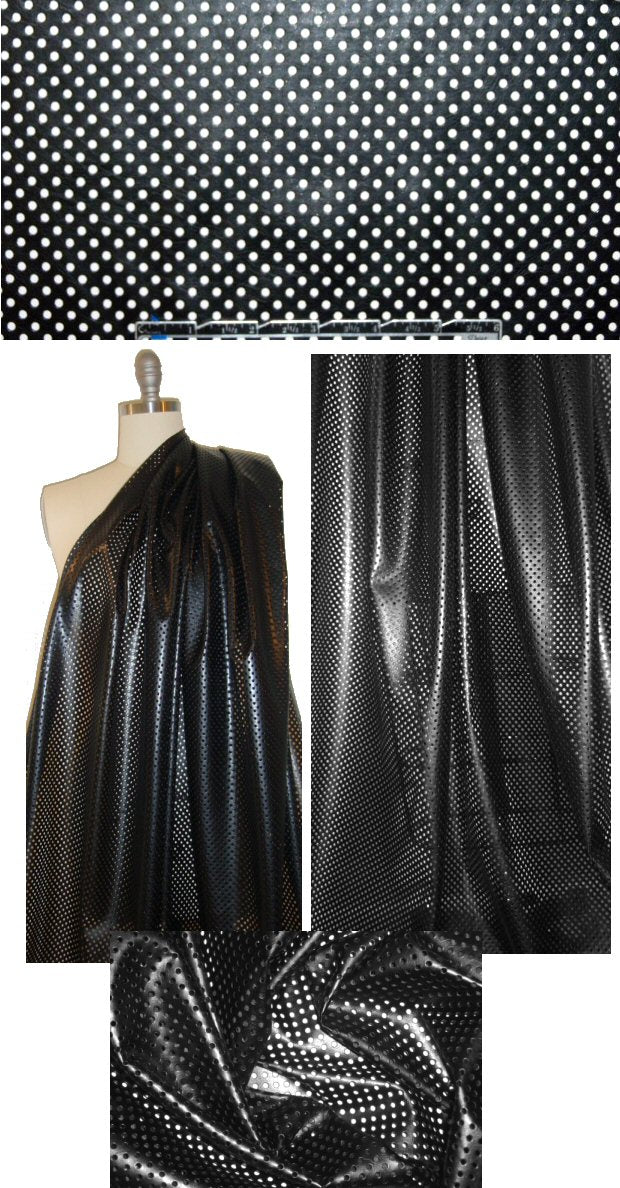 NY designer laser cut black faux leather - dots 1.5 yd
