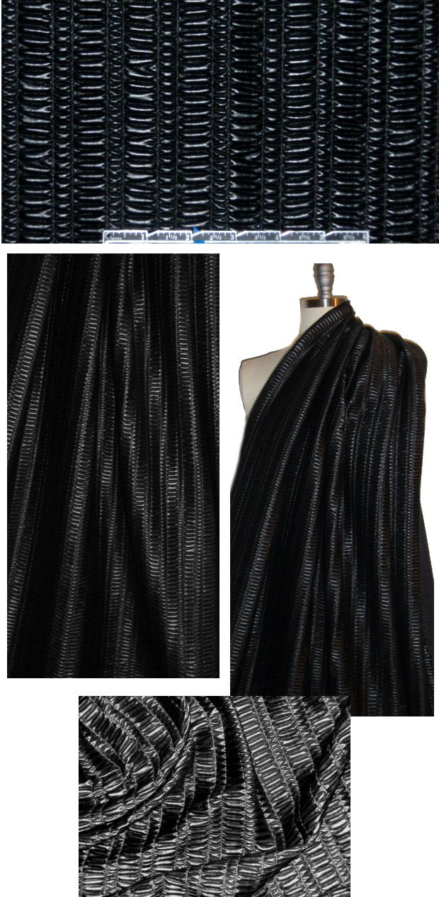 NY designer shirred texture faux leather - black