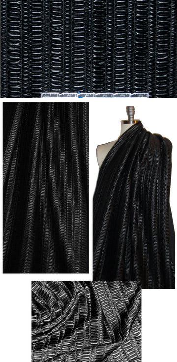 NY designer shirred texture faux leather - black