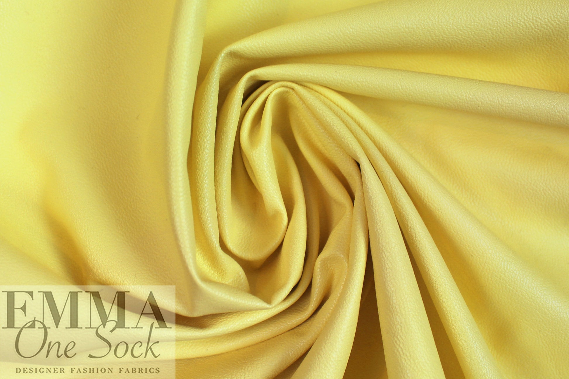 CA designer viscose-backed faux leather - lemon ice 1 yard