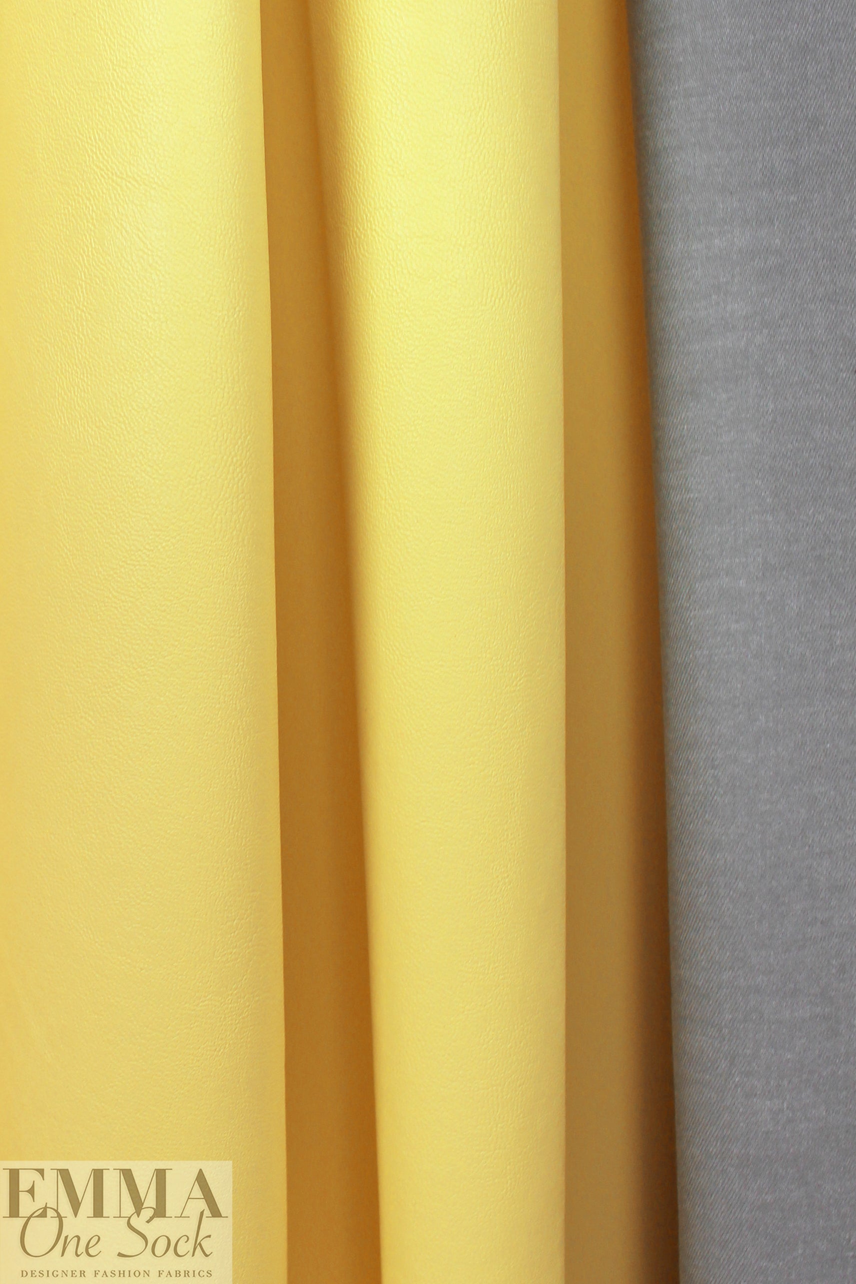 CA designer viscose-backed faux leather - lemon ice 1 yard