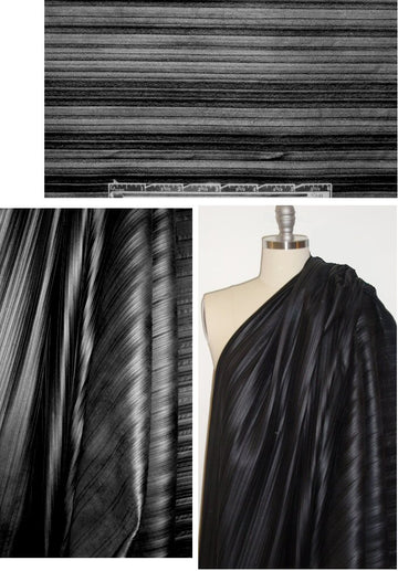 NY designer pleated faux-leather - black