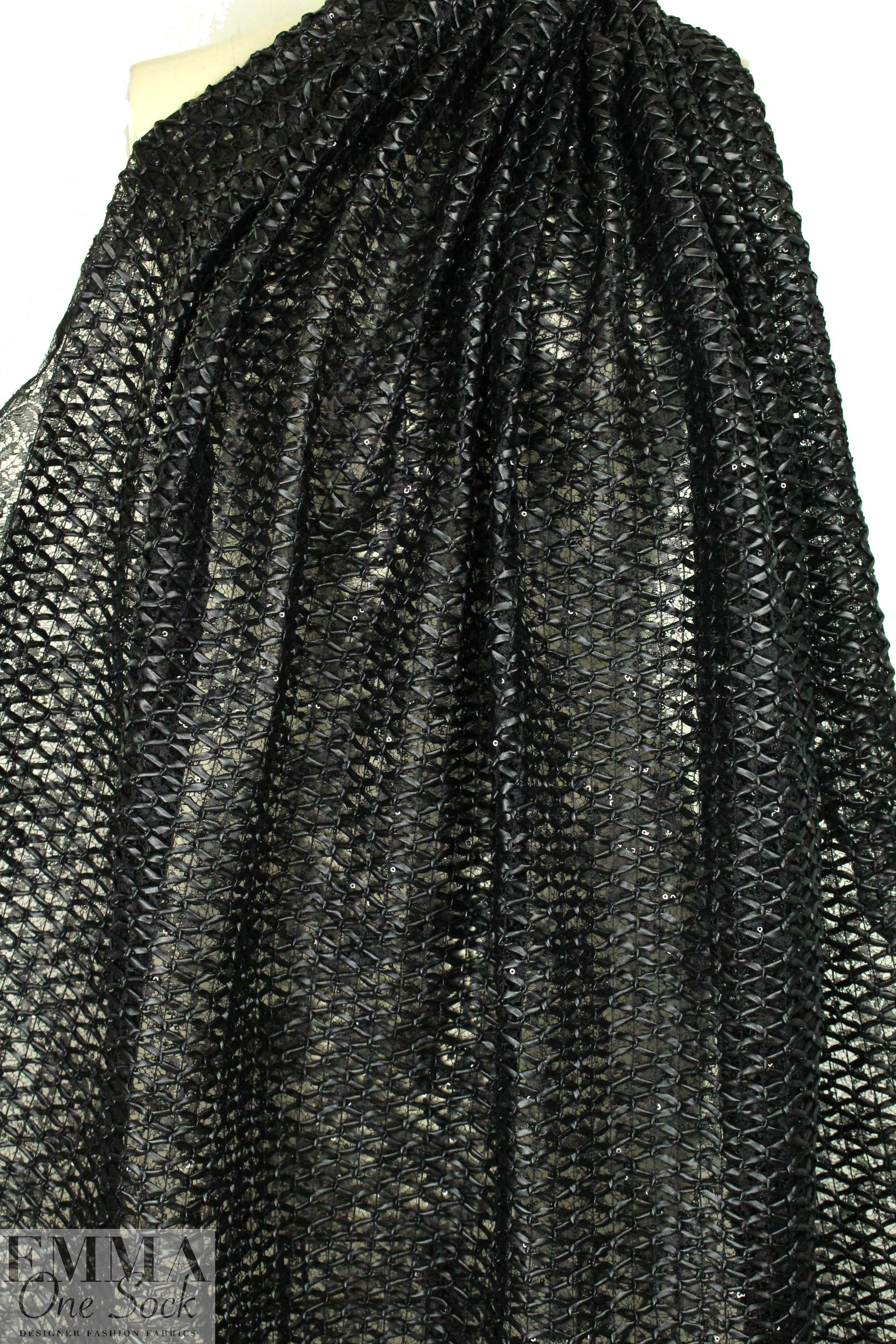Carmen Marc Va1vo black faux leather/sequin/mesh