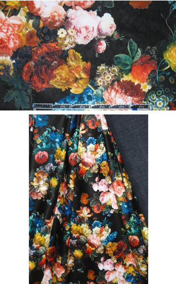 bouquet floral viscose-backed supple faux leather 1.125 yds