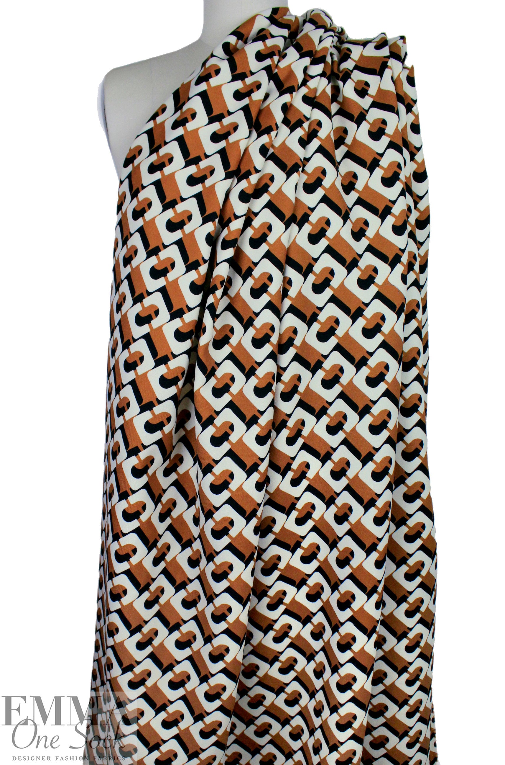 Fendi wool silk twill woven - caramel/black/ivory .5 yds