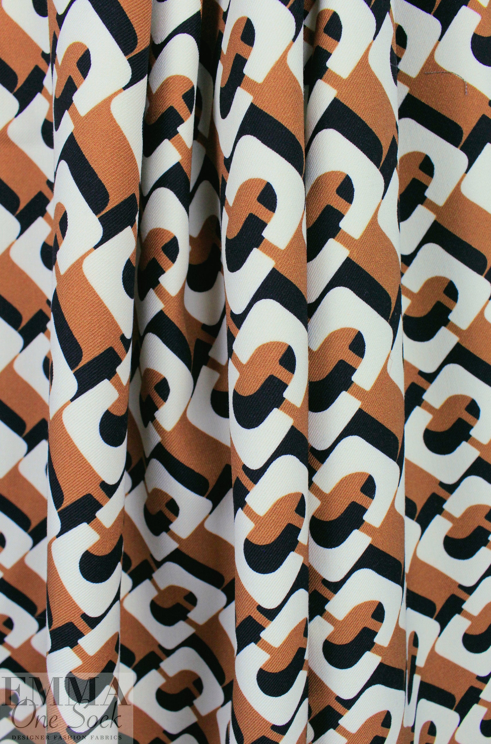 Fendi wool silk twill woven - caramel/black/ivory .5 yds