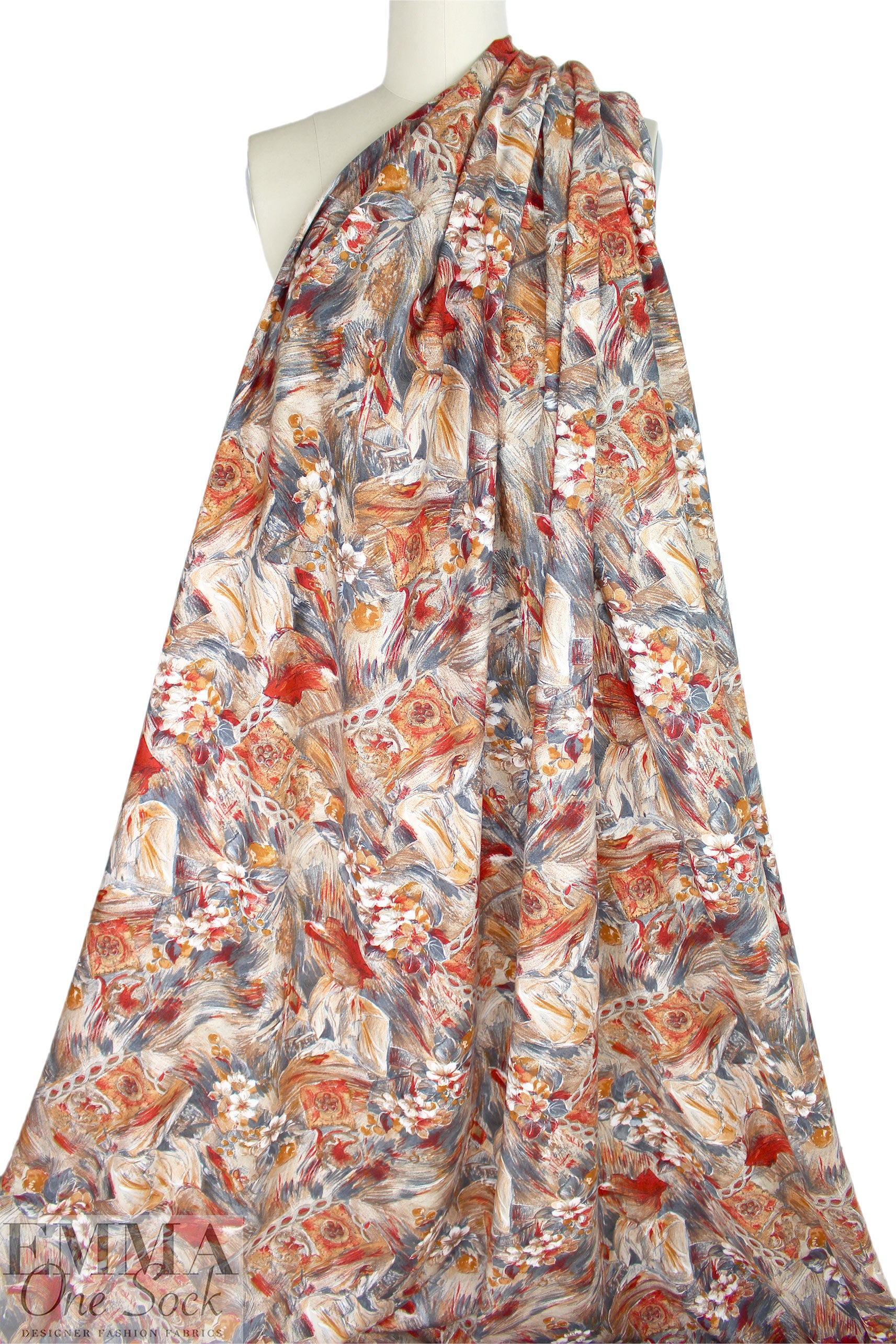 Italian 'figure with flowers' viscose 'flannel' woven 1 yard