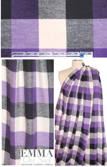 CA designer yarn dyed purple plaid cotton flannel