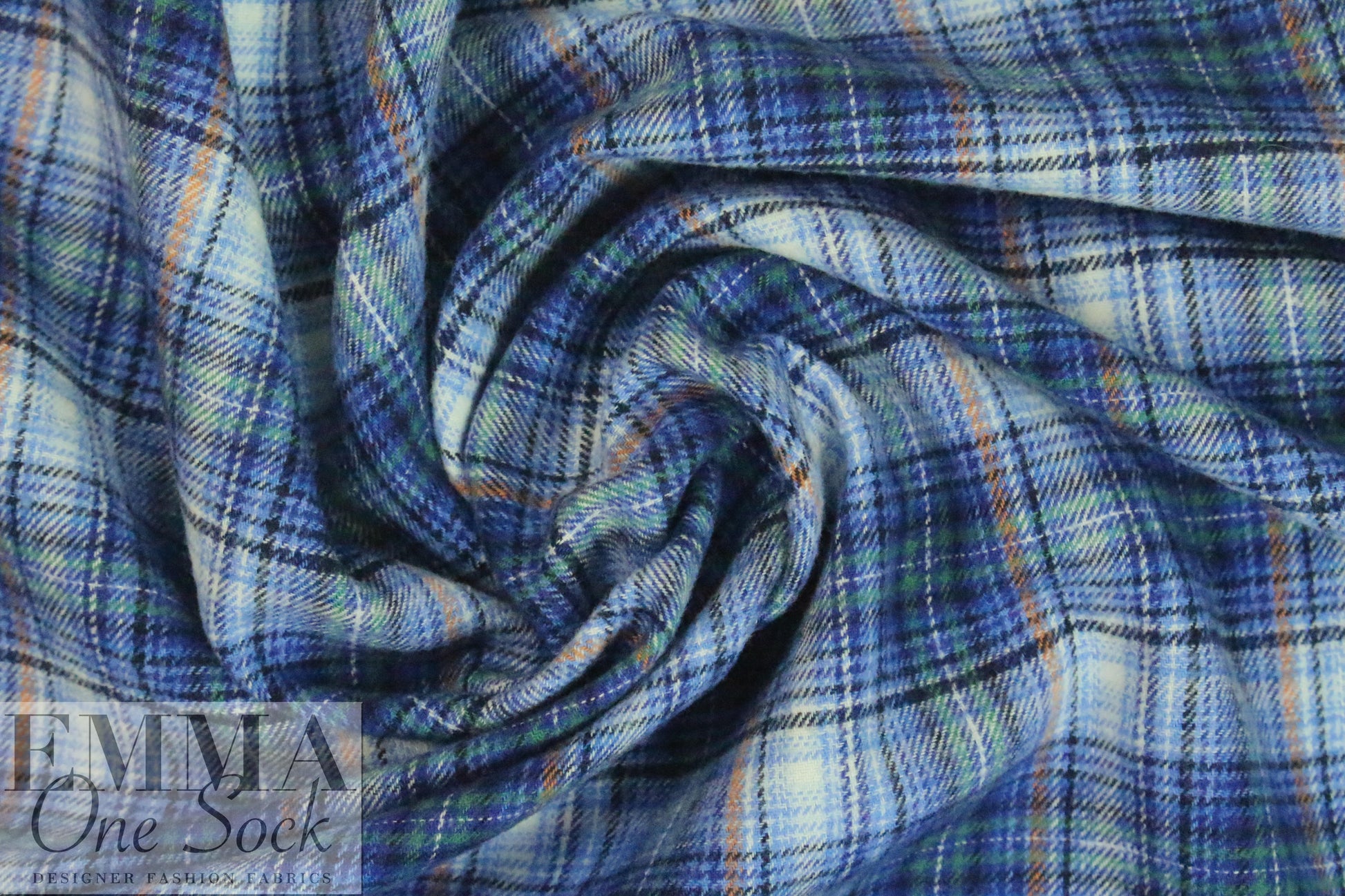 CA designer yarn-dye cotton plaid flannel - blue/spruce