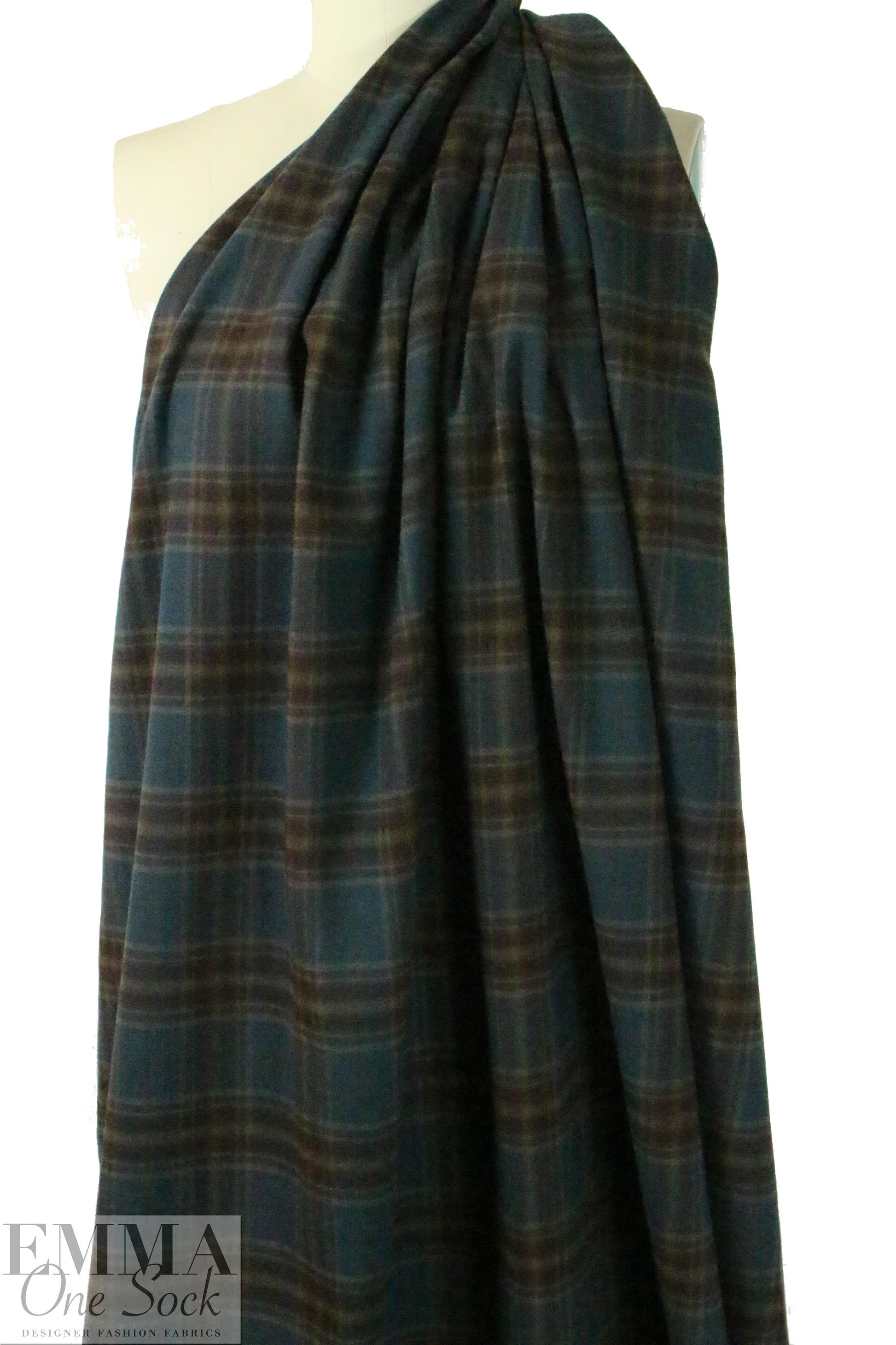 CA designer yarn-dye cotton plaid flannel - teal/plum