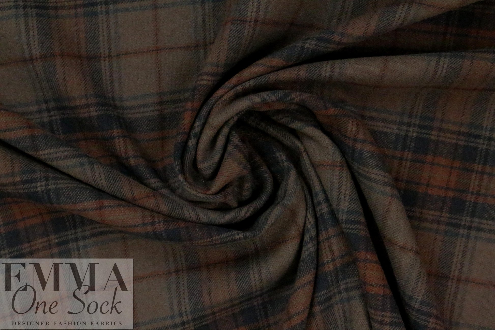 CA designer yarn-dye cotton plaid flannel - navy/clay