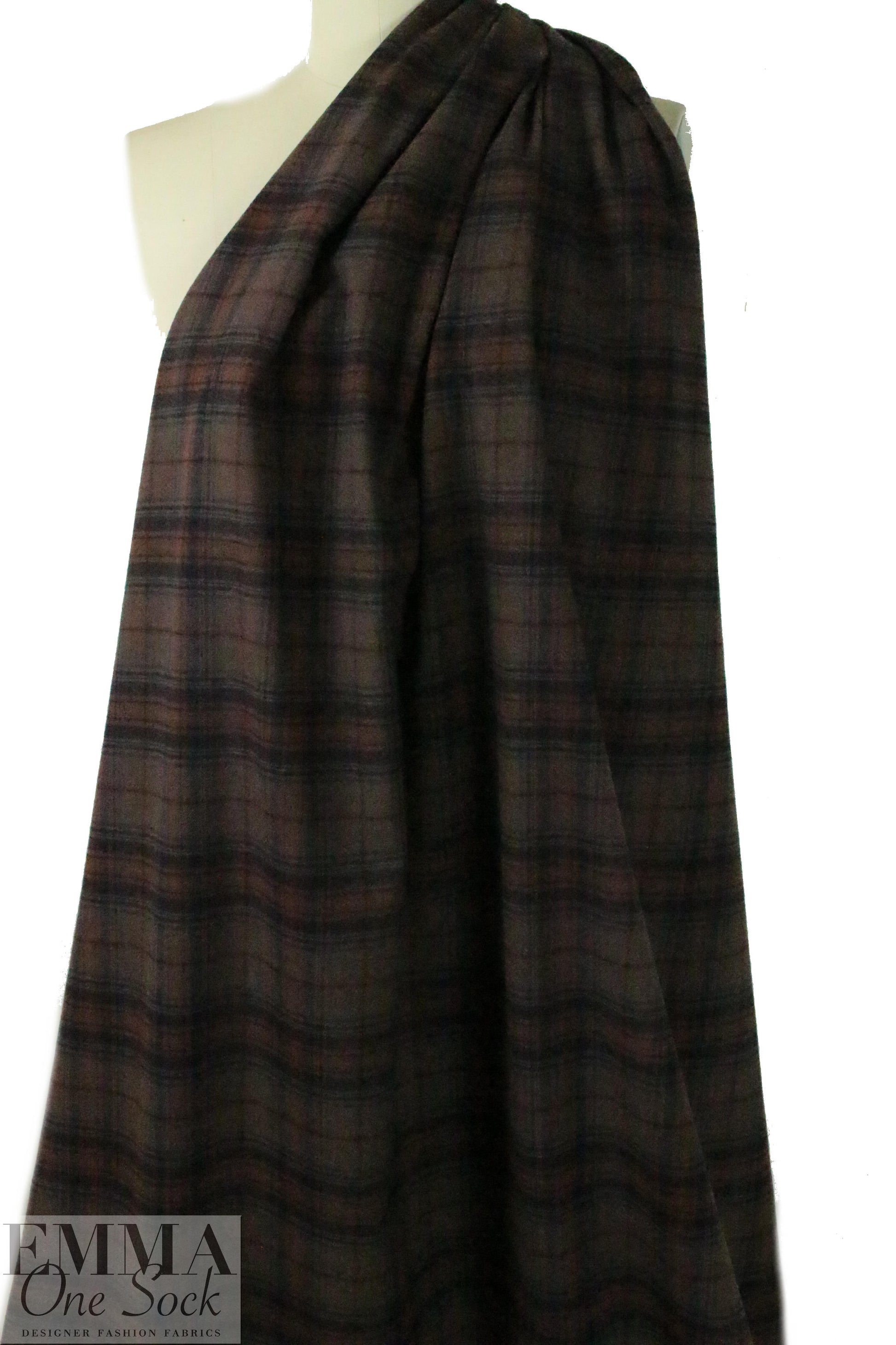 CA designer yarn-dye cotton plaid flannel - navy/clay