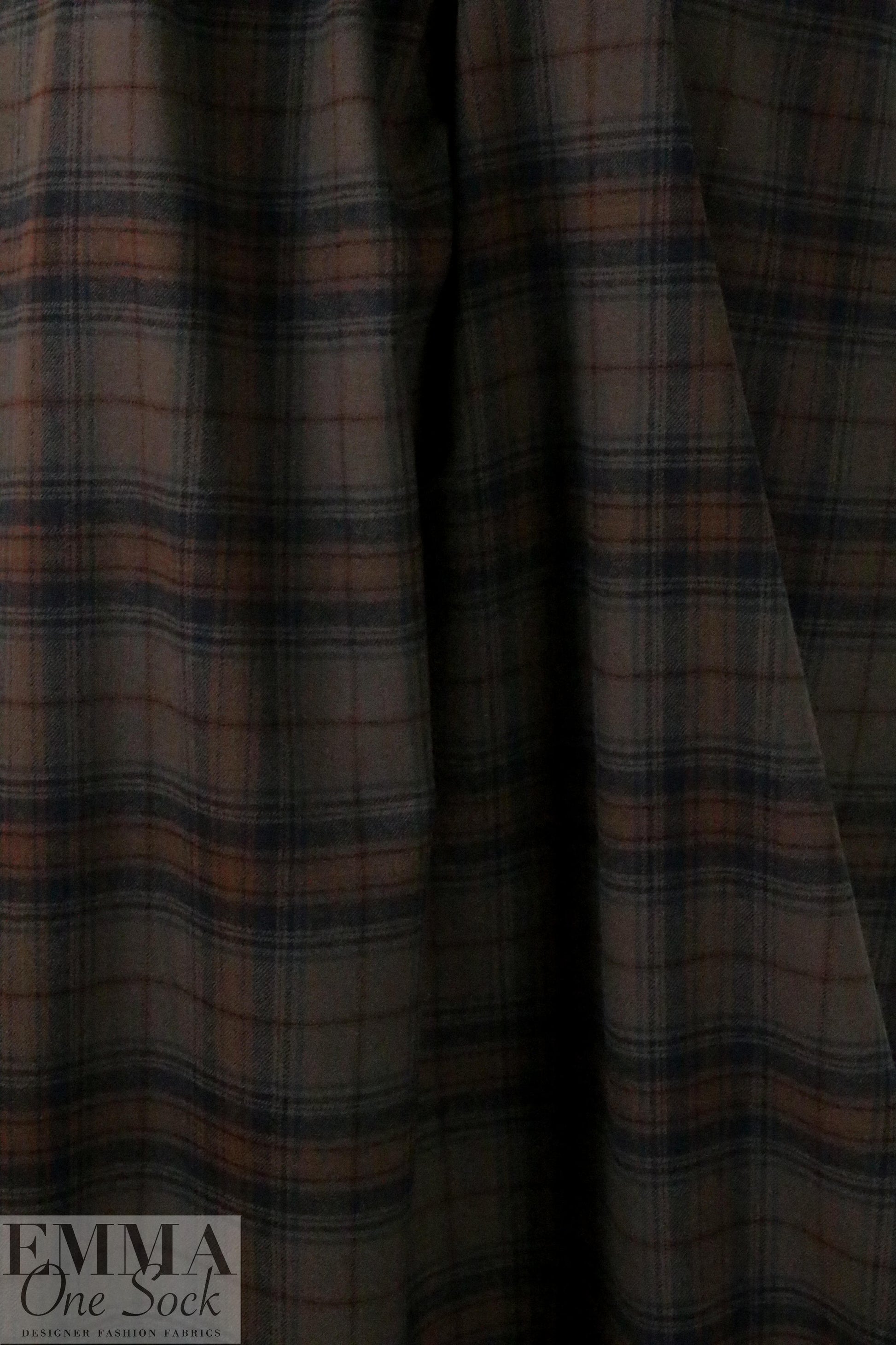 CA designer yarn-dye cotton plaid flannel - navy/clay