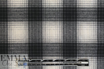 NY designer yarn-dye cotton b/w plaid brushed woven 1.875 yds