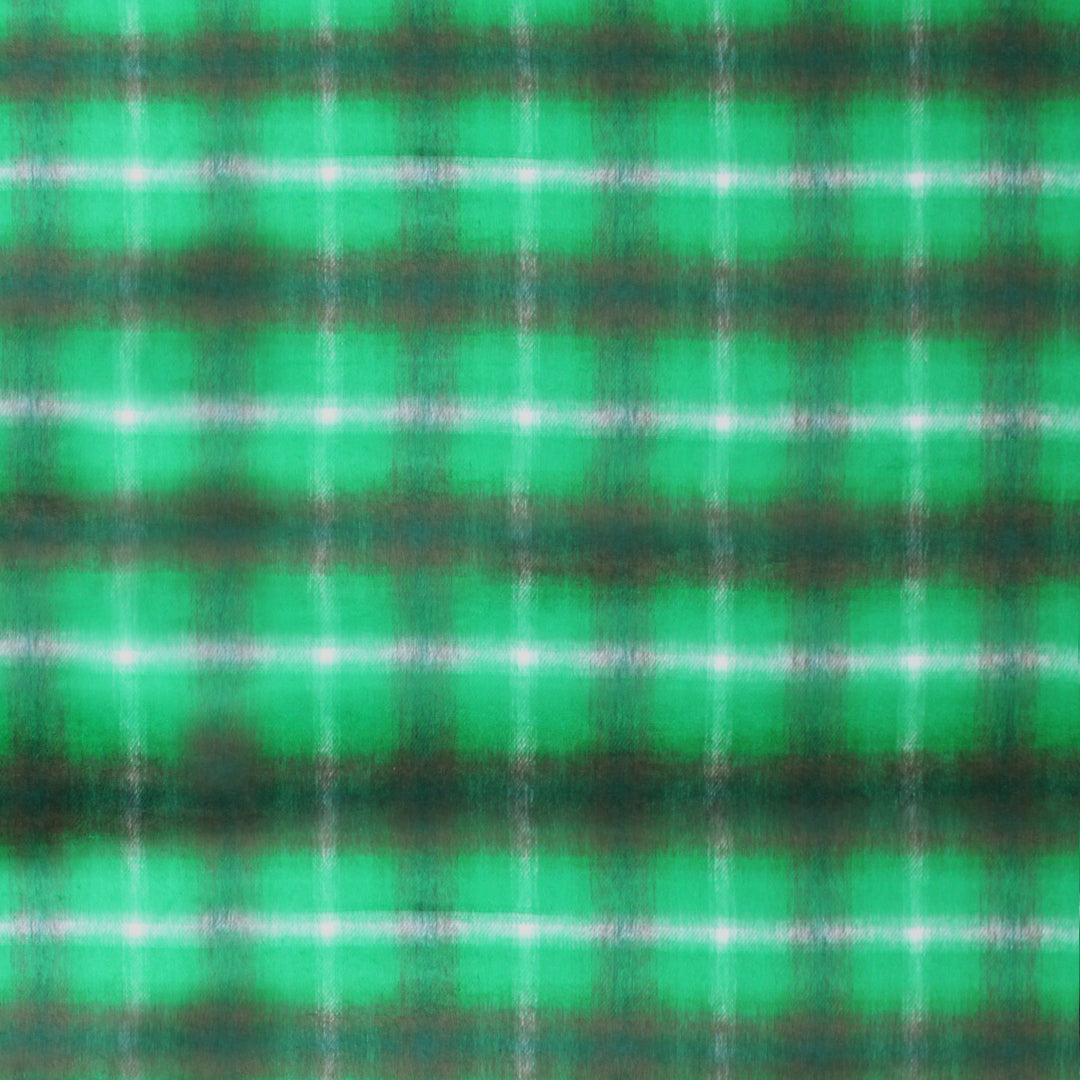 Italian cotton blend brushed twill plaid coating - wintergreen/peat/white