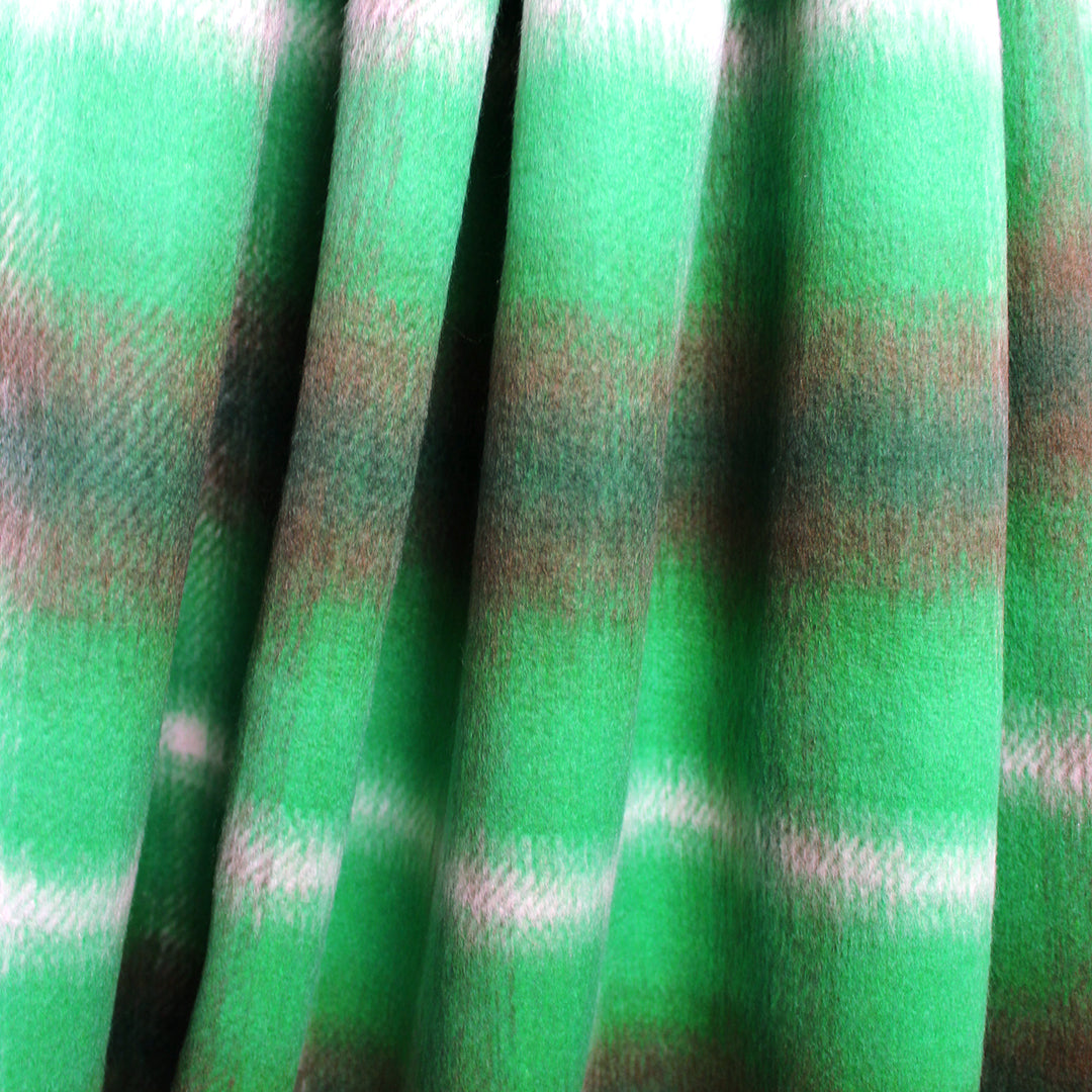 Italian cotton blend brushed twill plaid coating - wintergreen/peat/white