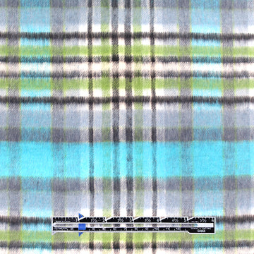 Italian cotton blend brushed twill plaid coating - sky/charcoal/basil 2.125 yd