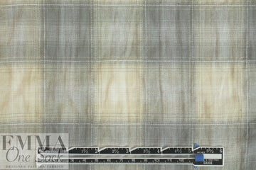NY designer yarn-dye cotton plaid - light gray/khaki/ivory