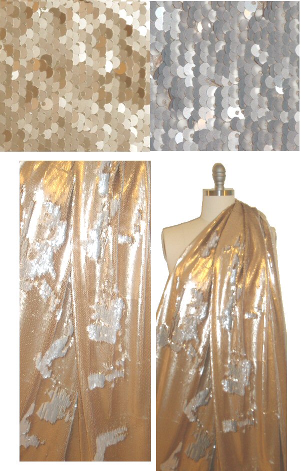 color change stretch sequin fabric - gold/silver