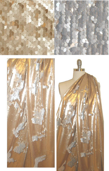 color change stretch sequin fabric - gold/silver