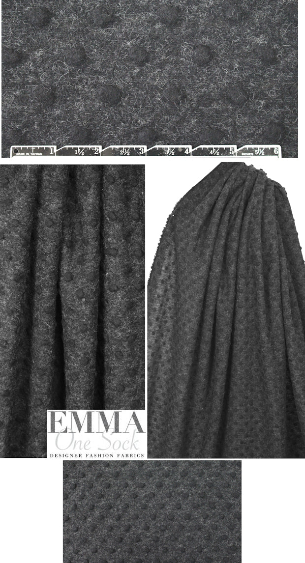 Italian off-black/black dots wool fleece knit