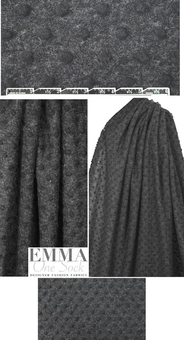 Italian off-black/black dots wool fleece knit