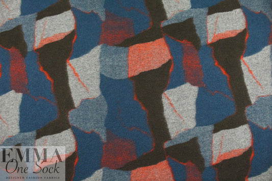 Italian abstract art boiled wool fleece 2.125 yd