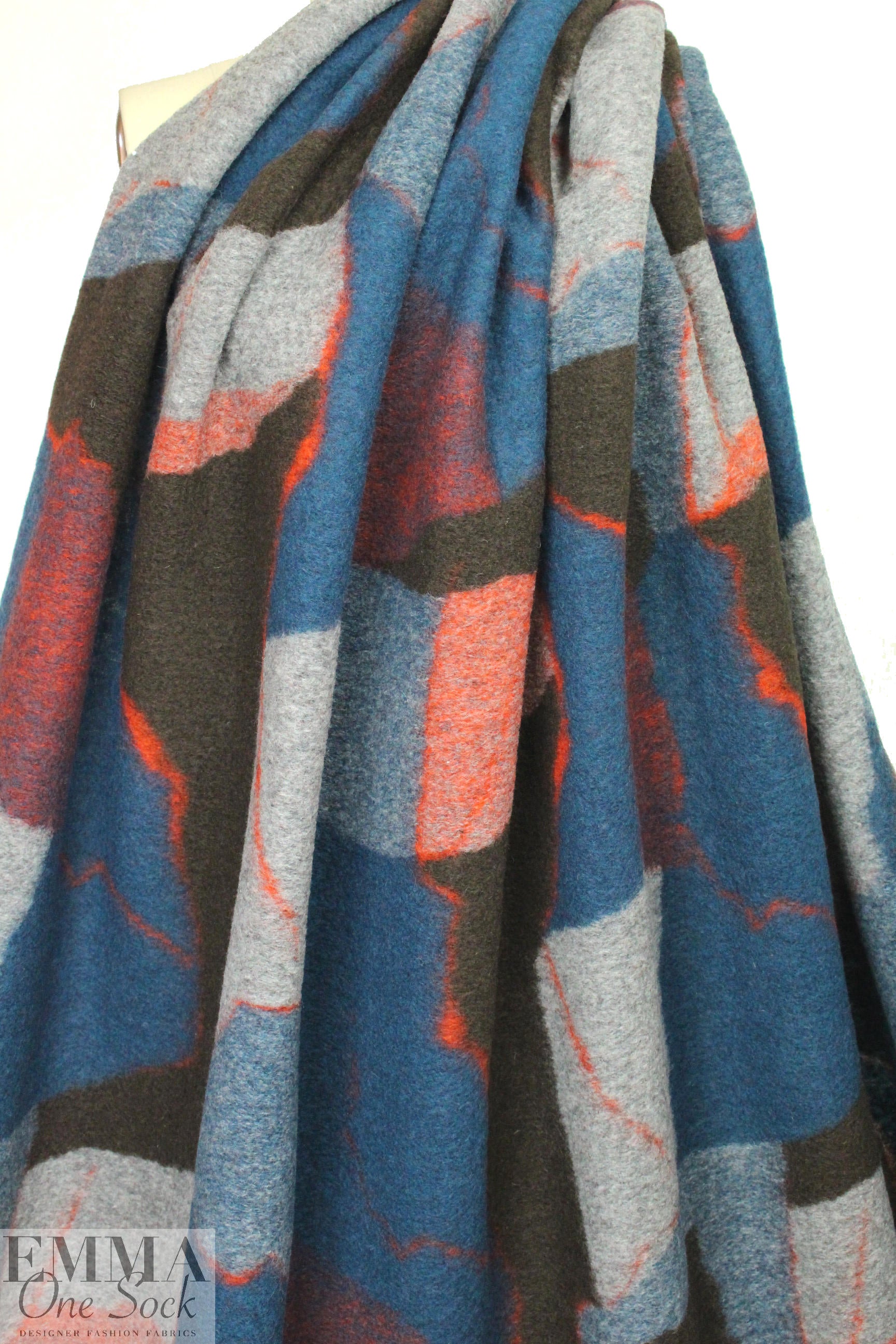 Italian abstract art boiled wool fleece 2.125 yd