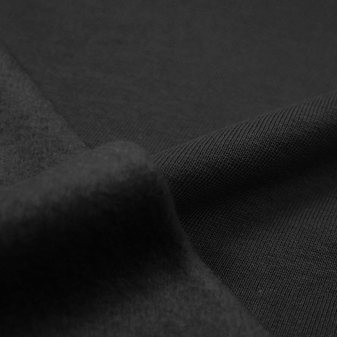 organic cotton fleece-backed sweatshirt knit - black 1.75 yds
