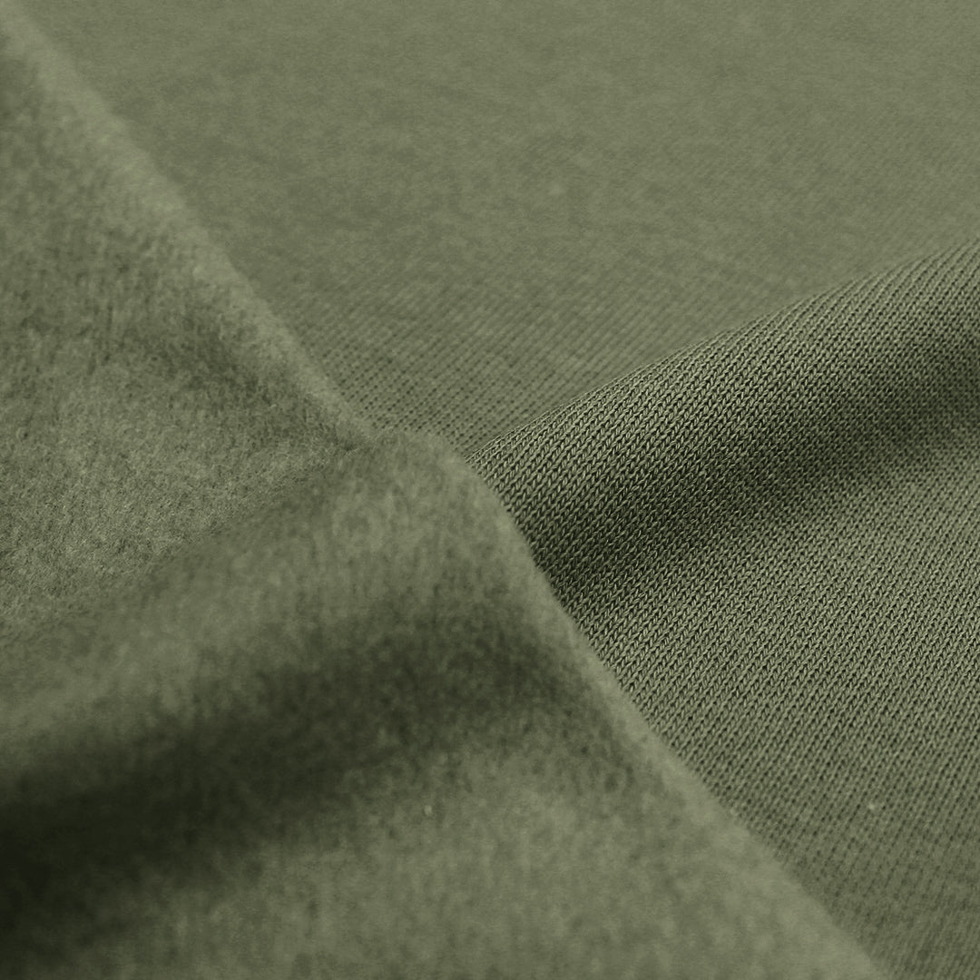 organic cotton fleece-backed sweatshirt knit - dusky green 1.75 yd