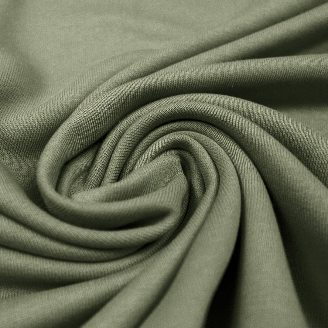 organic cotton fleece-backed sweatshirt knit - dusky green .875 yds