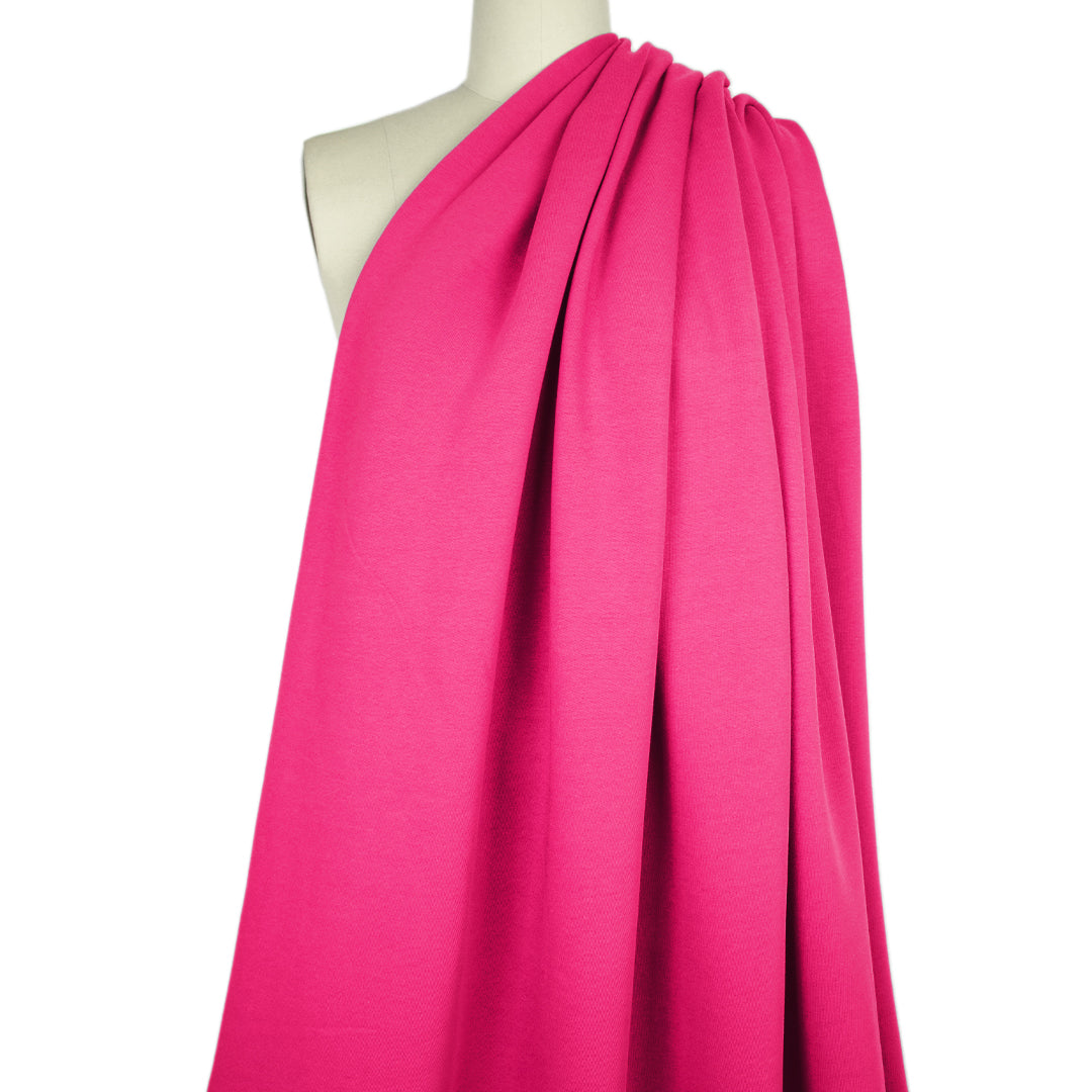 organic cotton fleece-backed sweatshirt knit - fuchsia 2 yd