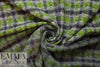 Italian lime/aubergine plaid textured wool fleece