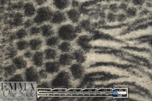 Italian tiger/dot boiled wool fleece 1.75 yd