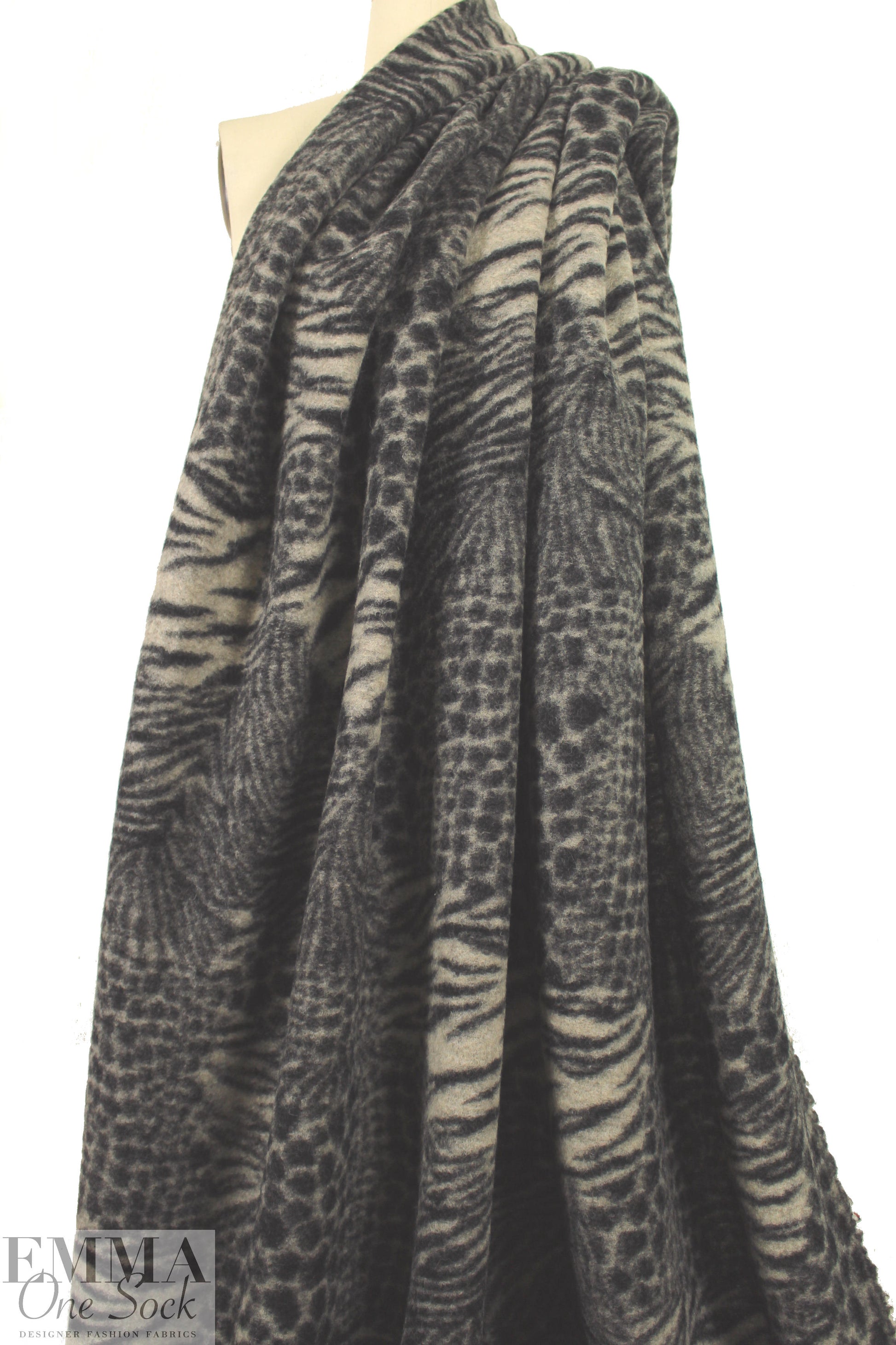 Italian tiger/dot boiled wool fleece 1.75 yd