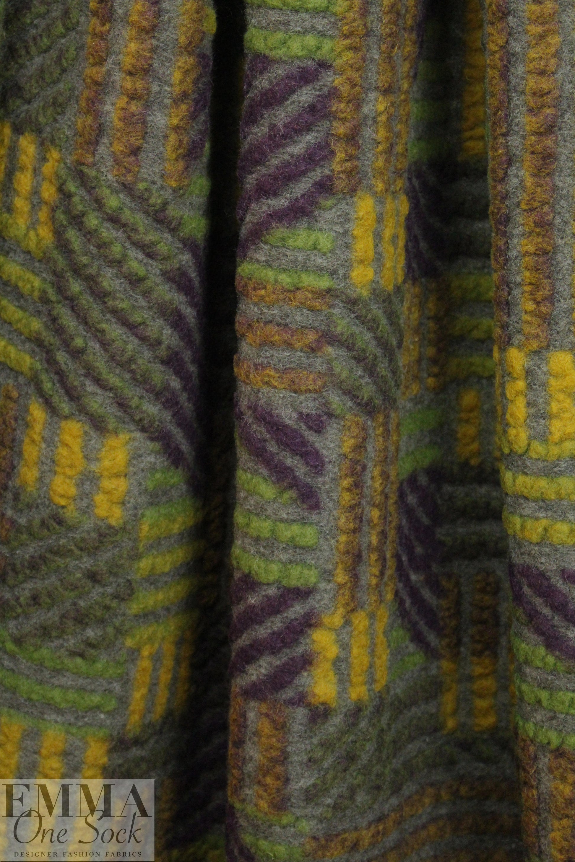 Italian textured crosshatch graphic wool fleece knit