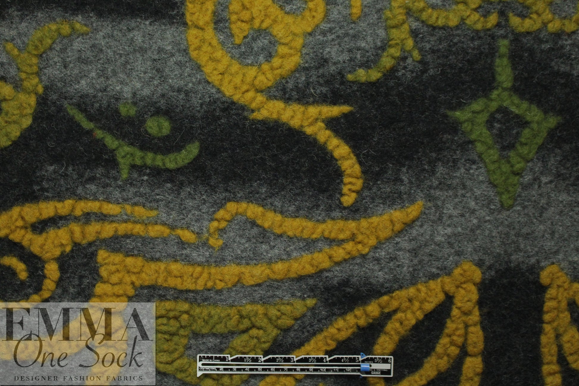 Italian textured scroll wool fleece knit
