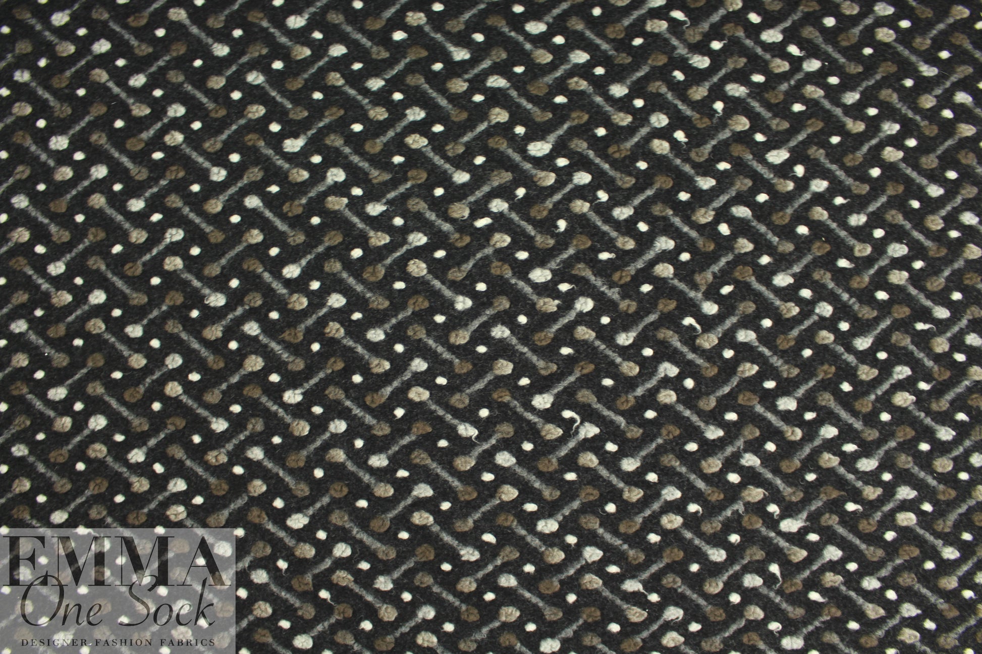 Italian earth/charcoal 'barbell' wool fleece knit 1.5 yds