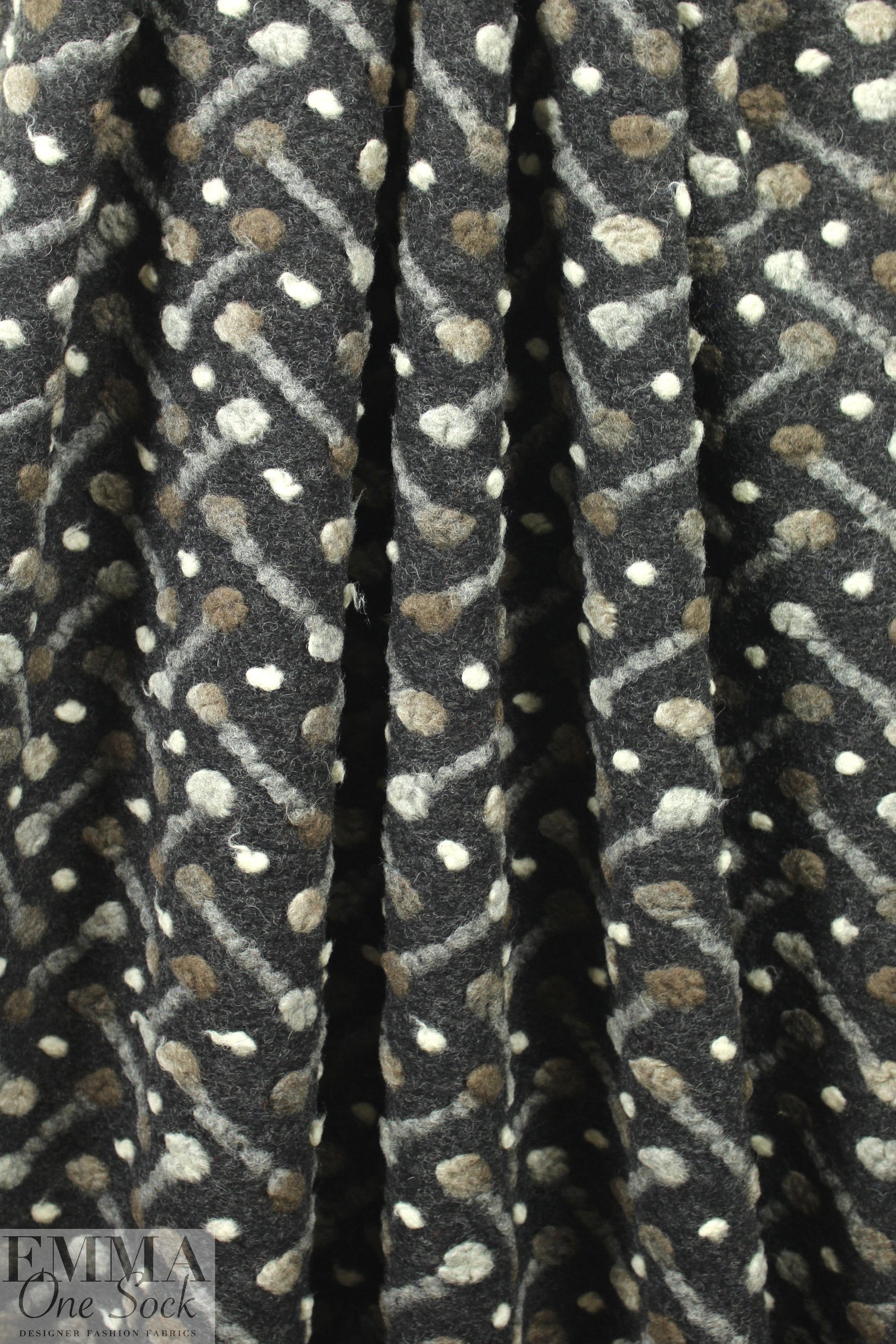 Italian earth/charcoal 'barbell' wool fleece knit