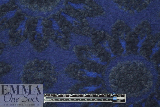 Italian textured flower nocturne wool fleece knit .75 yds