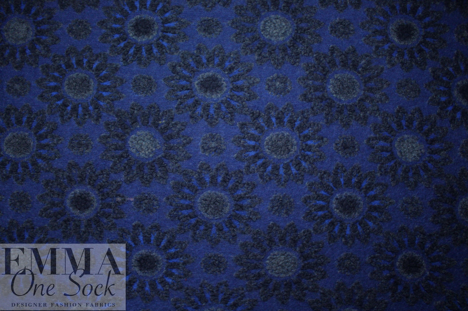 Italian textured flower nocturne wool fleece knit