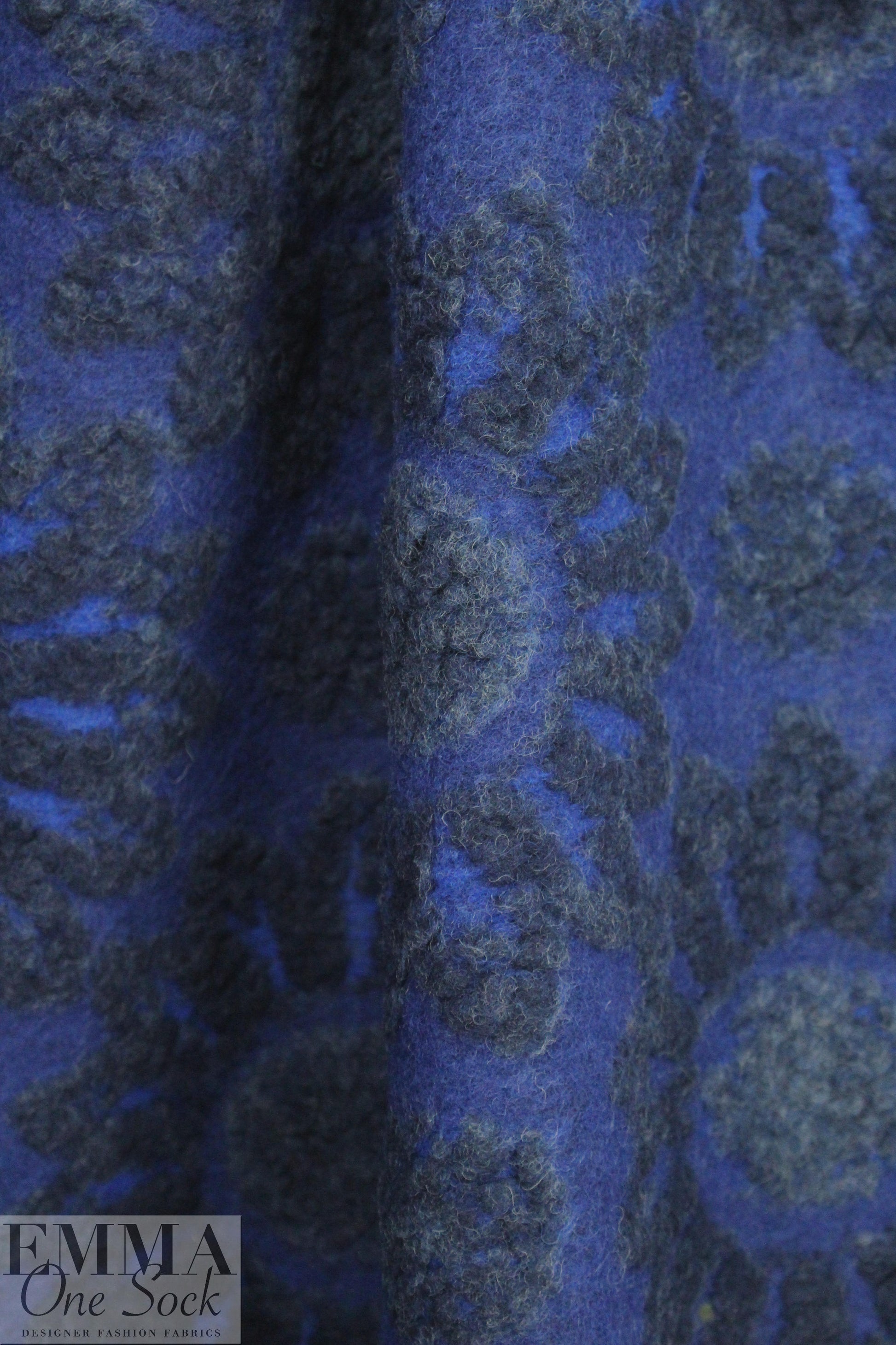 Italian textured flower nocturne wool fleece knit .75 yds