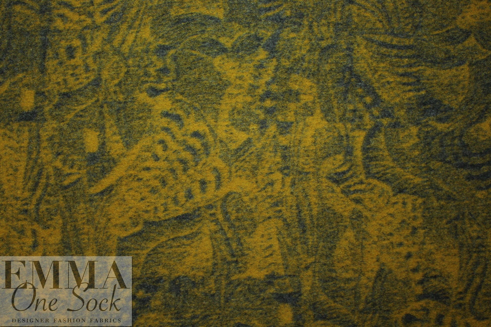 Italian dijon/navy design boiled wool fleece
