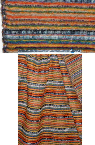 Italian 'boiled' wool sweater - spice tones stripe 1.375 yd