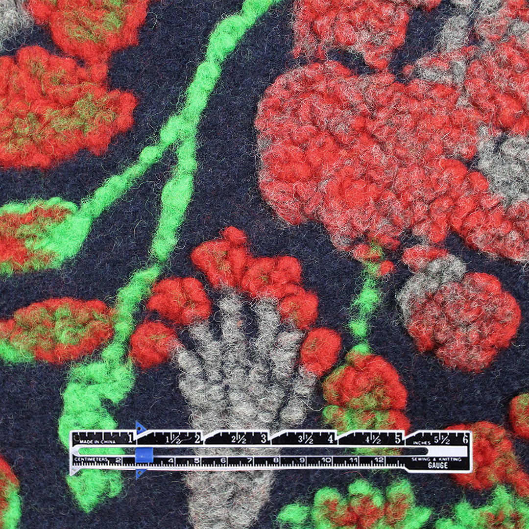 Italian tropical floral boiled wool blend fleece 1.25 yds