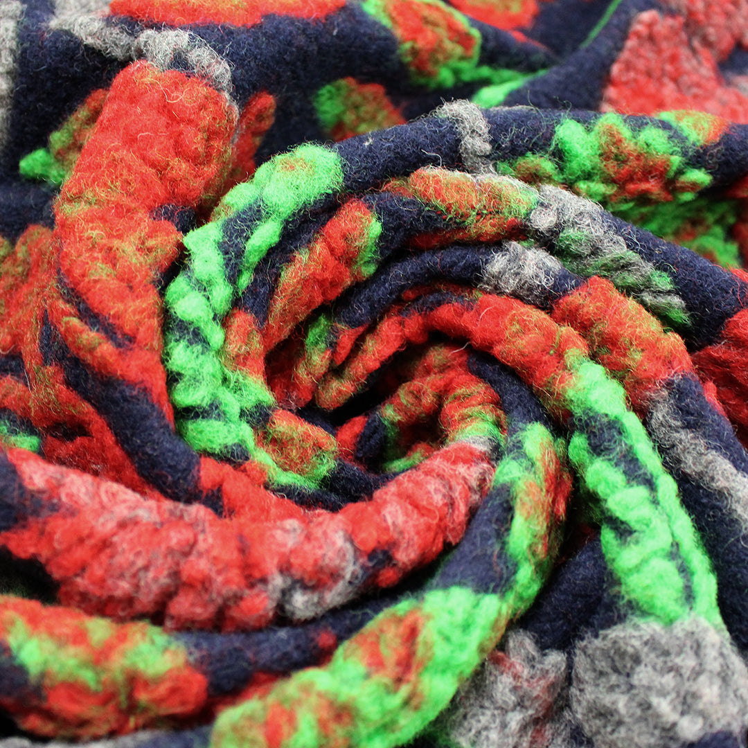 Italian tropical floral boiled wool blend fleece 1.25 yds
