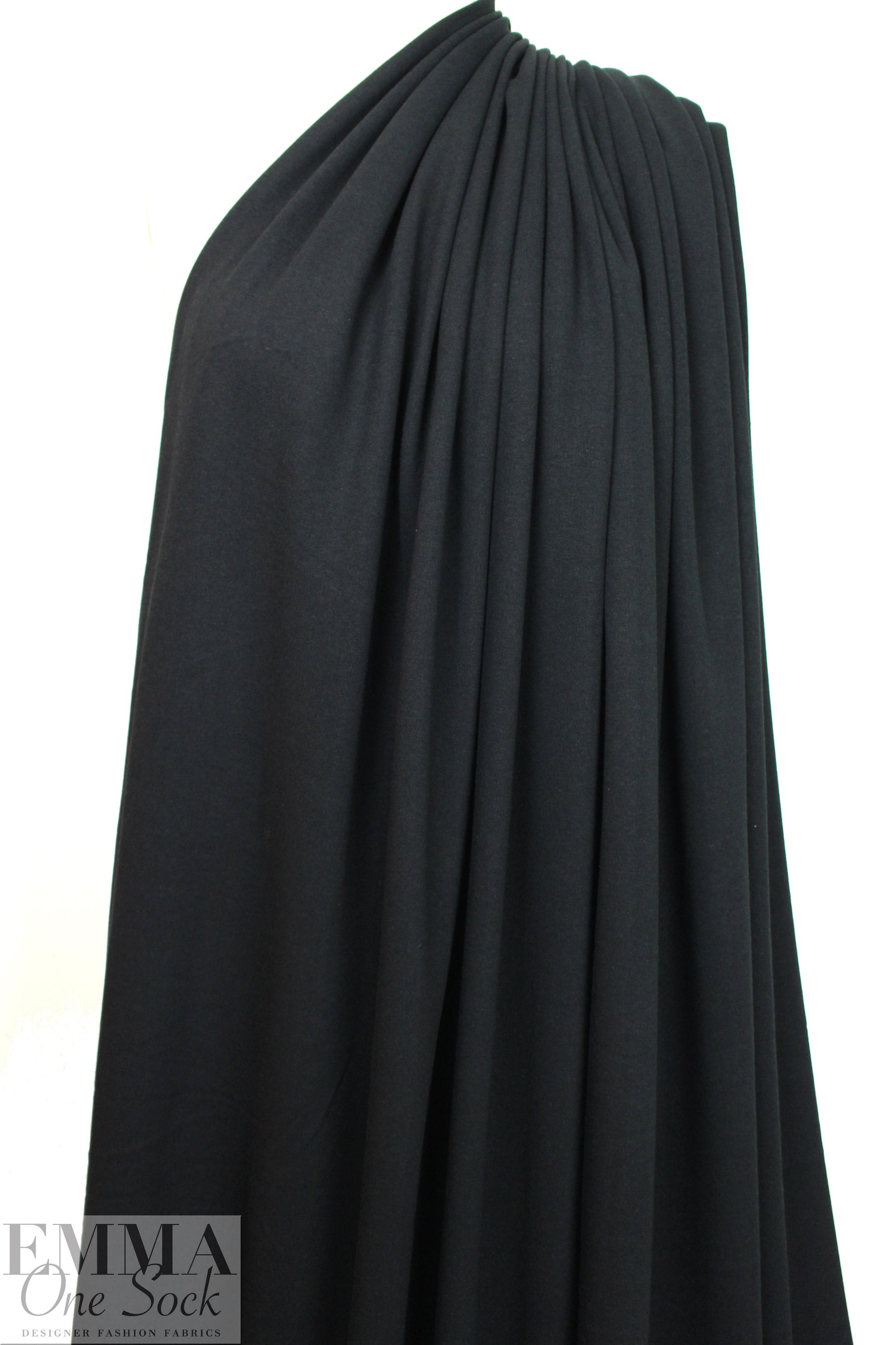 Oeko-Tex cert. bamboo/cotton fleece-back knit - black 1 yard