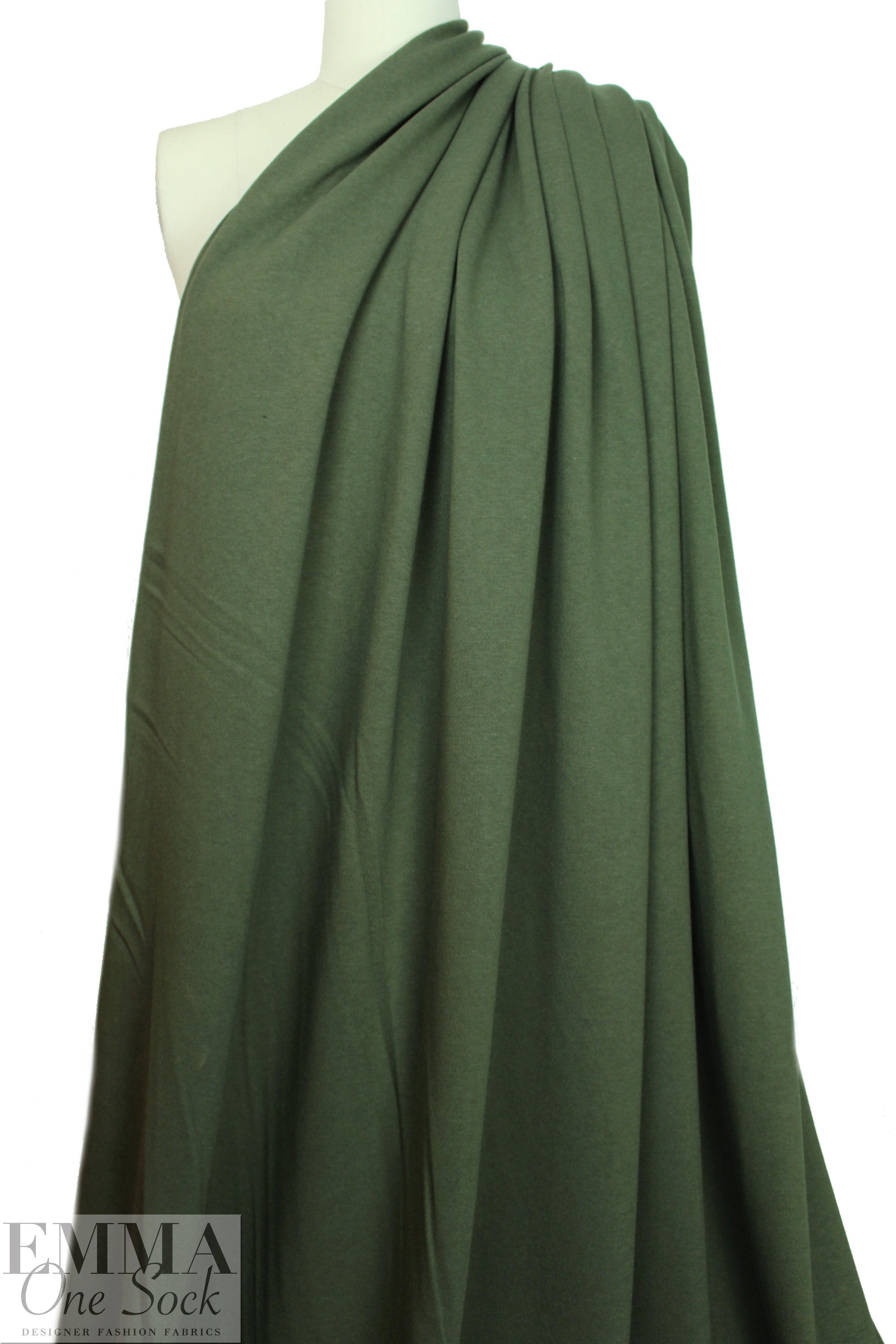 Oeko-Tex cert. bamboo/cotton fleece-back knit - fern 2 yd