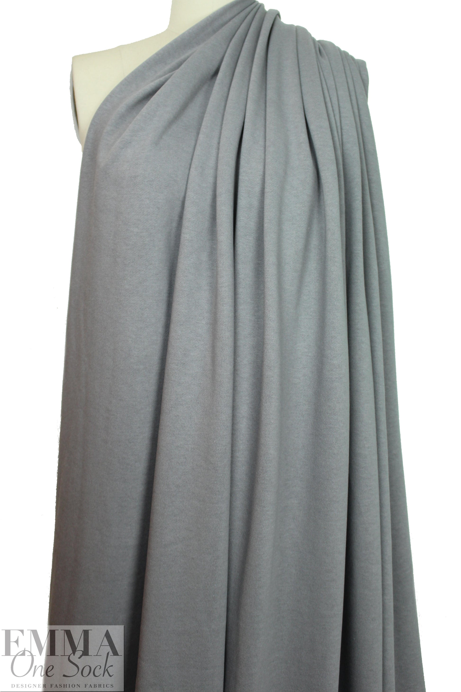 oeko-tex cert. bamboo/cotton fleece-back knit - gray 1 yard